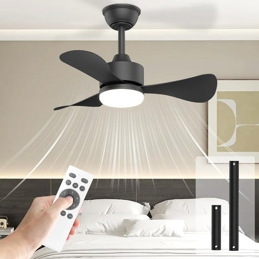 Small Black Ceiling Fan with Light and Remote, Modern Ceiling Fan for Kitchen, Reversible Outdoor Fan for Patio-1-ErisView