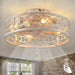 Small Caged Ceiling Fan with Remote, Farmhouse Ceiling Fan with Low Profile Light, Flush Mount Bladeless Fan for Bedroom Dining Room Kitchen Living Room-1-ErisView