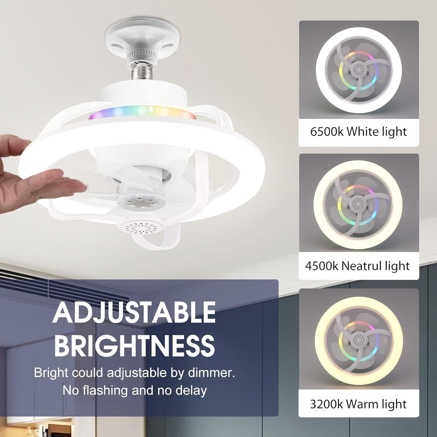 Small Ceiling Fan with Light and Remote, 360¡ã Rotating Ceiling Fan, C ...