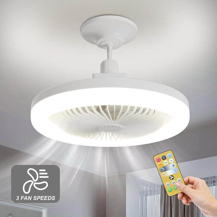 Small Ceiling Fan with Light and Remote, White Dimmable Ceiling Fan, Set of 2 -2-ErisView