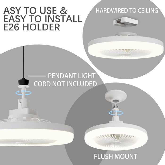 Small Ceiling Fan with Light and Remote, White Dimmable Ceiling Fan, Set of 2 -3-ErisView