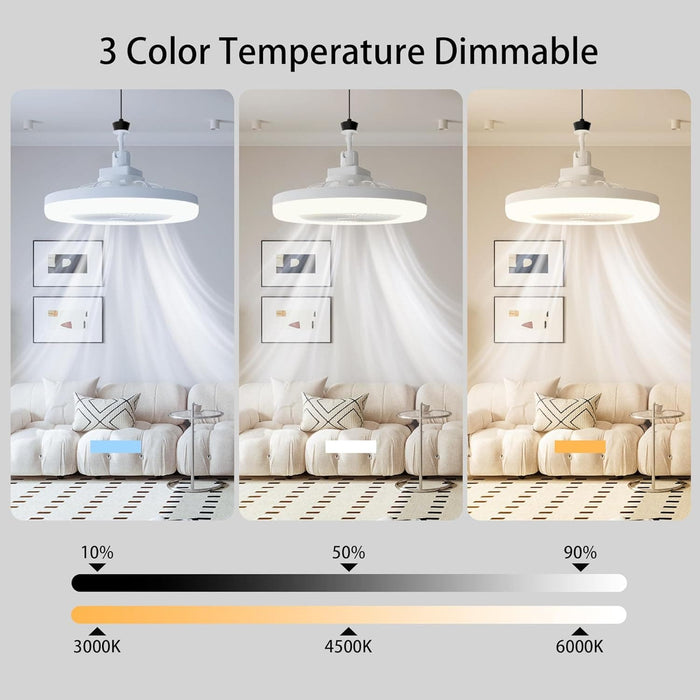 Small Ceiling Fan with Light and Remote, White Dimmable Ceiling Fan, Set of 2 -4-ErisView