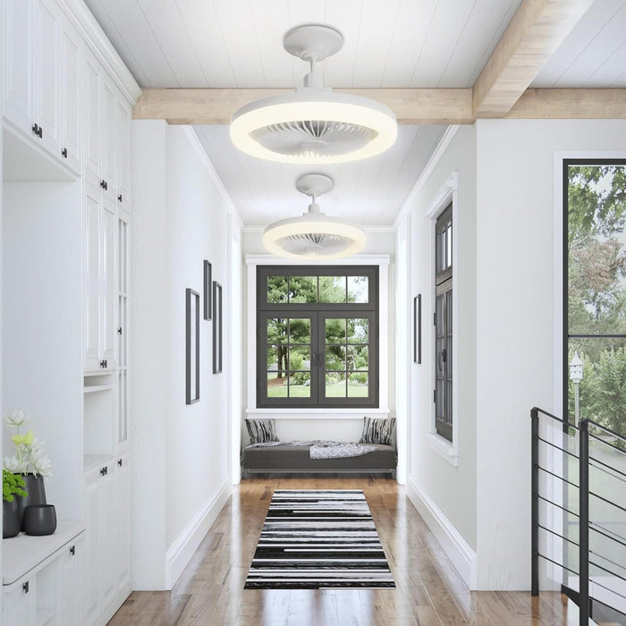 Small Ceiling Fan with Light and Remote, White Dimmable Ceiling Fan, Set of 2 -7-ErisView