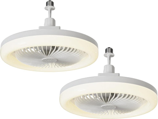 Small Ceiling Fan with Light and Remote, White Dimmable Ceiling Fan, Set of 2 -1-ErisView