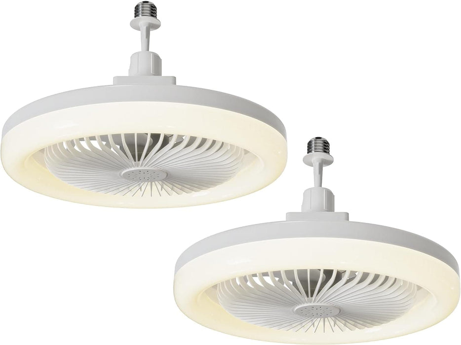 Small Ceiling Fan with Light and Remote, White Dimmable Ceiling Fan, Set of 2 -1-ErisView
