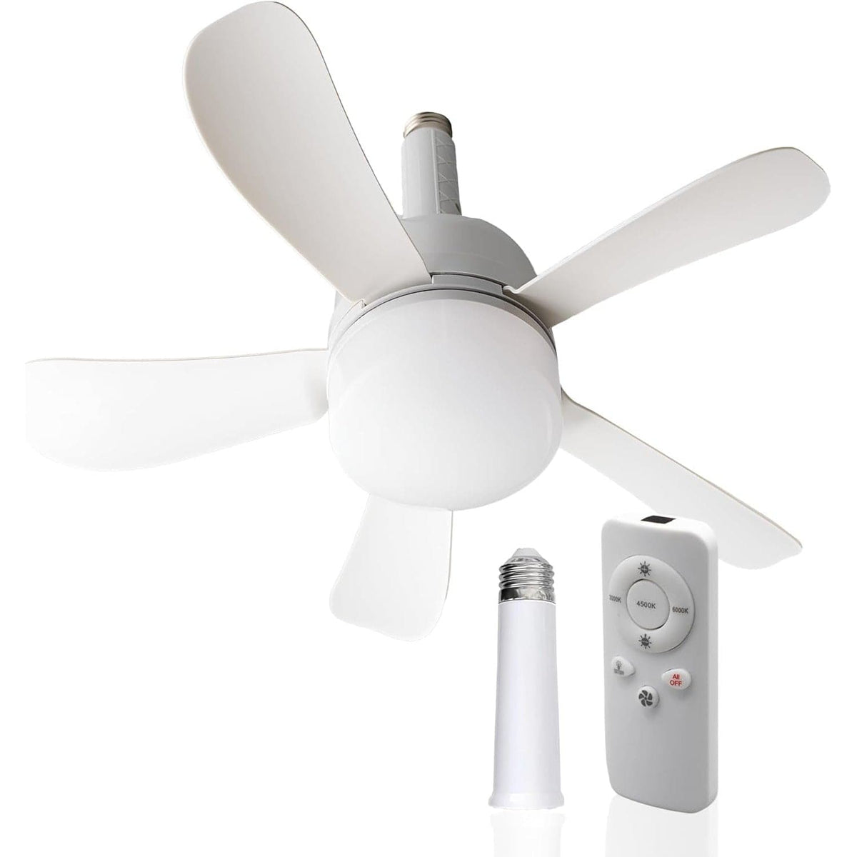 Small Ceiling Fan with Lights and Remote, Screw In Light Socket Fan ...