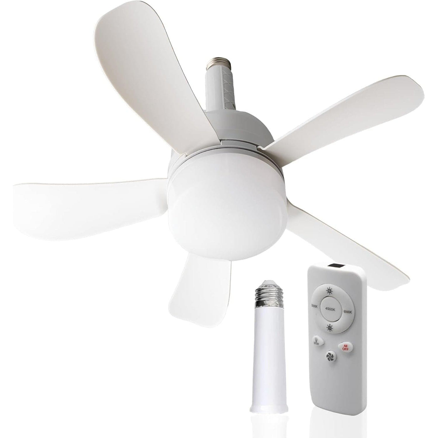 Small Ceiling Fan with Lights and Remote, Screw In Light Socket Fan ...