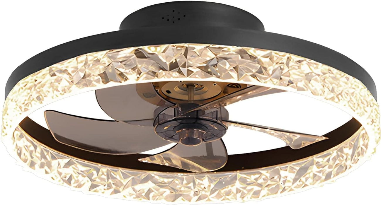 Small Flush Mount Ceiling Fan with Light and Remote, Dimmable Low Profile Ceiling Fan for Bedroom Living Room Kids Room-9-ErisView