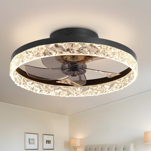 Small Flush Mount Ceiling Fan with Light and Remote, Dimmable Low Profile Ceiling Fan for Bedroom Living Room Kids Room-1-ErisView