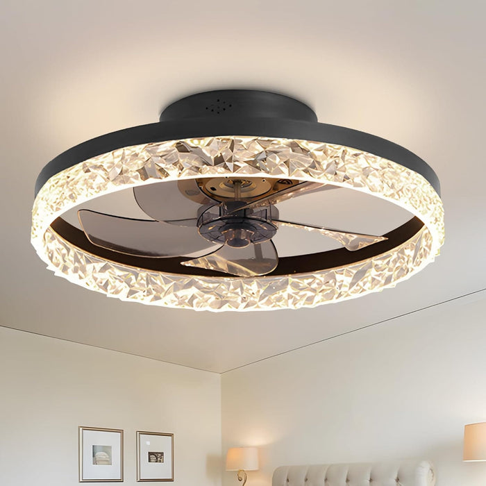 Small Flush Mount Ceiling Fan with Light and Remote, Dimmable Low Profile Ceiling Fan for Bedroom Living Room Kids Room-1-ErisView