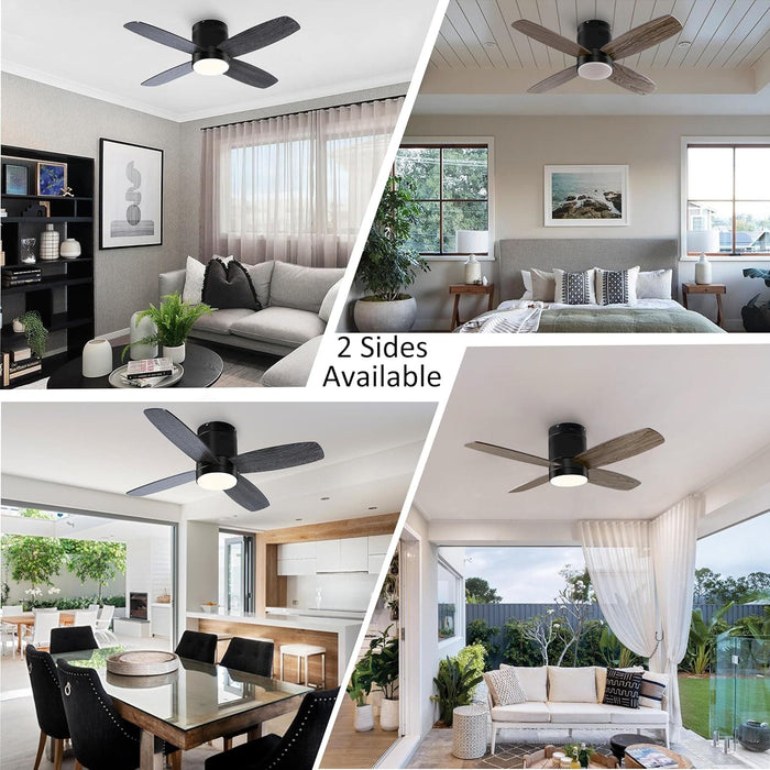 Small Remote Control Ceiling Fan and Light APP Control, Indoor Outdoor Low Profile Flush Mount Ceiling Fan for Patio Kitchen Dining Room Bedroom-11-ErisView