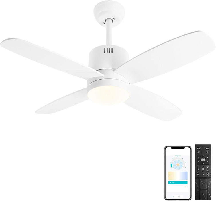 Small Remote Control Ceiling Fan and Light APP Control, Indoor Outdoor Low Profile Flush Mount Ceiling Fan for Patio Kitchen Dining Room Bedroom-16-ErisView