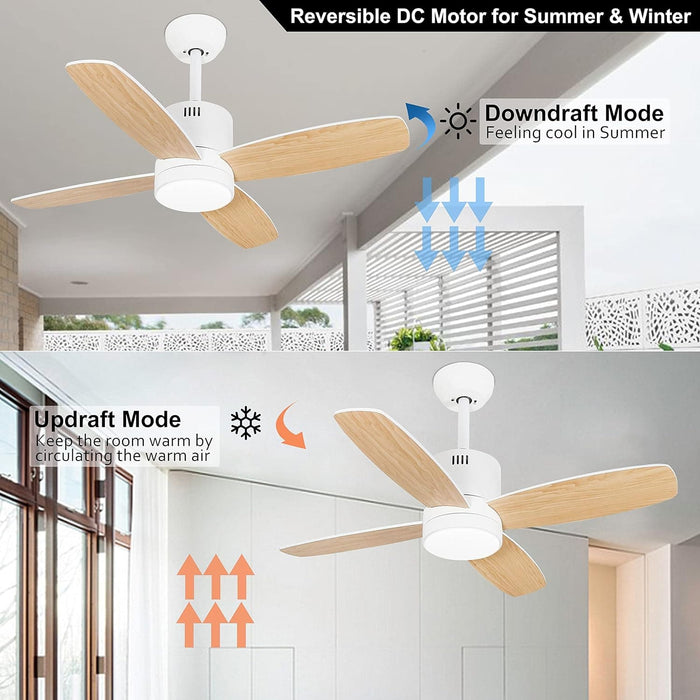 Small Remote Control Ceiling Fan and Light APP Control, Indoor Outdoor Low Profile Flush Mount Ceiling Fan for Patio Kitchen Dining Room Bedroom-21-ErisView