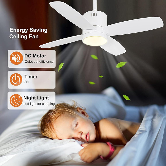 Small Remote Control Ceiling Fan and Light APP Control, Indoor Outdoor Low Profile Flush Mount Ceiling Fan for Patio Kitchen Dining Room Bedroom-22-ErisView