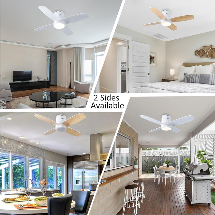 Small Remote Control Ceiling Fan and Light APP Control, Indoor Outdoor Low Profile Flush Mount Ceiling Fan for Patio Kitchen Dining Room Bedroom-3-ErisView