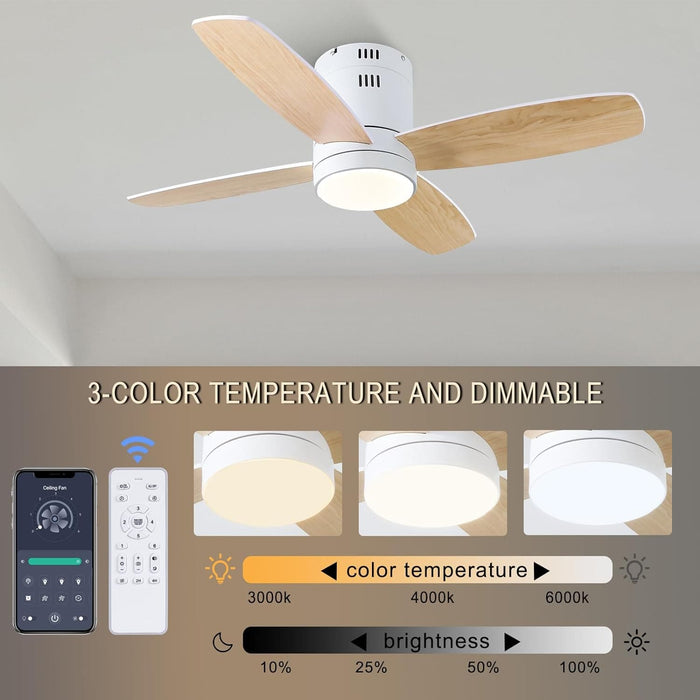 Small Remote Control Ceiling Fan and Light APP Control, Indoor Outdoor Low Profile Flush Mount Ceiling Fan for Patio Kitchen Dining Room Bedroom-5-ErisView
