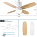 Small Remote Control Ceiling Fan and Light APP Control, Indoor Outdoor Low Profile Flush Mount Ceiling Fan for Patio Kitchen Dining Room Bedroom-6-ErisView