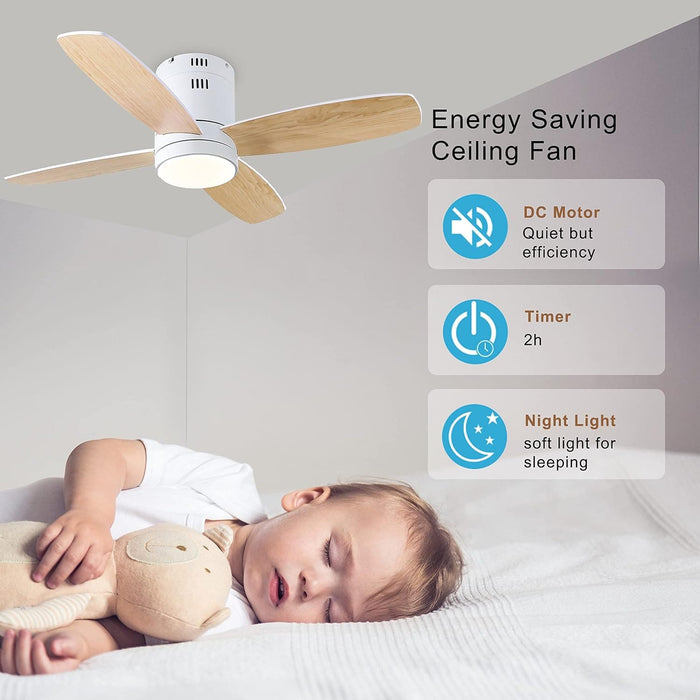 Small Remote Control Ceiling Fan and Light APP Control, Indoor Outdoor Low Profile Flush Mount Ceiling Fan for Patio Kitchen Dining Room Bedroom-7-ErisView