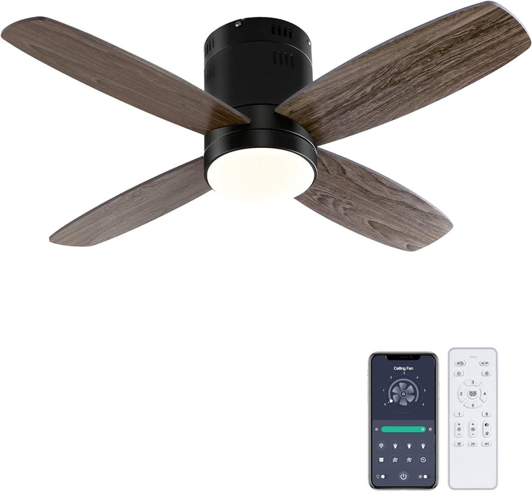 Small Remote Control Ceiling Fan and Light APP Control, Indoor Outdoor Low Profile Flush Mount Ceiling Fan for Patio Kitchen Dining Room Bedroom-9-ErisView
