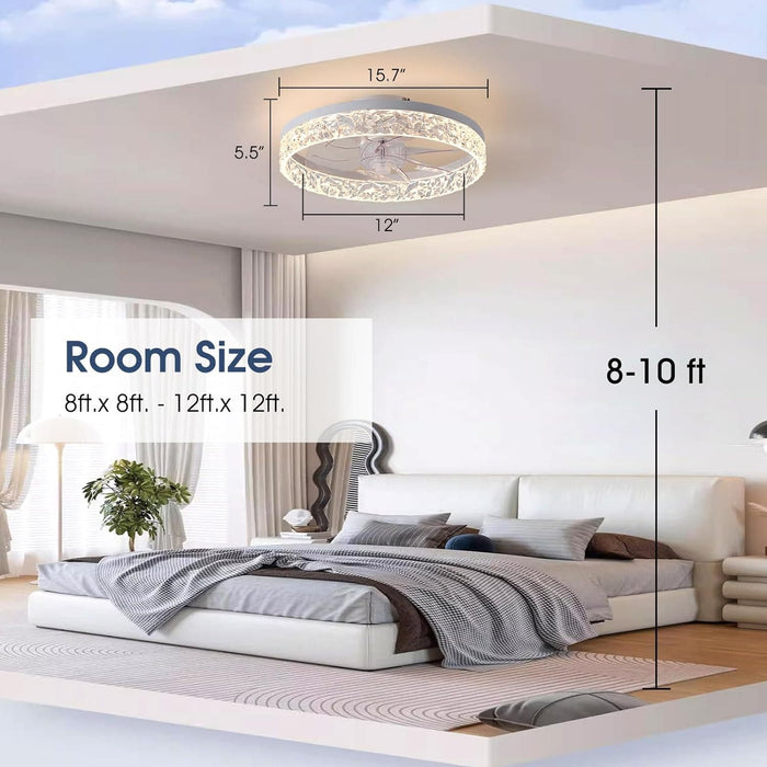 Small White Flush Mount Ceiling Fan with Light and Remote, Reversible Noiseless Ceiling Fan for Bedroom, Ceiling Fans for Low Ceiling-5-ErisView