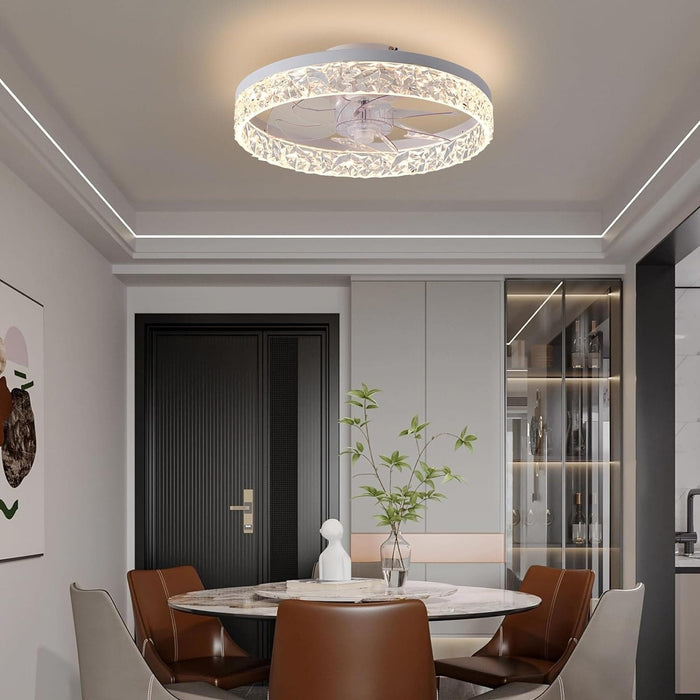 Small White Flush Mount Ceiling Fan with Light and Remote, Reversible Noiseless Ceiling Fan for Bedroom, Ceiling Fans for Low Ceiling-8-ErisView