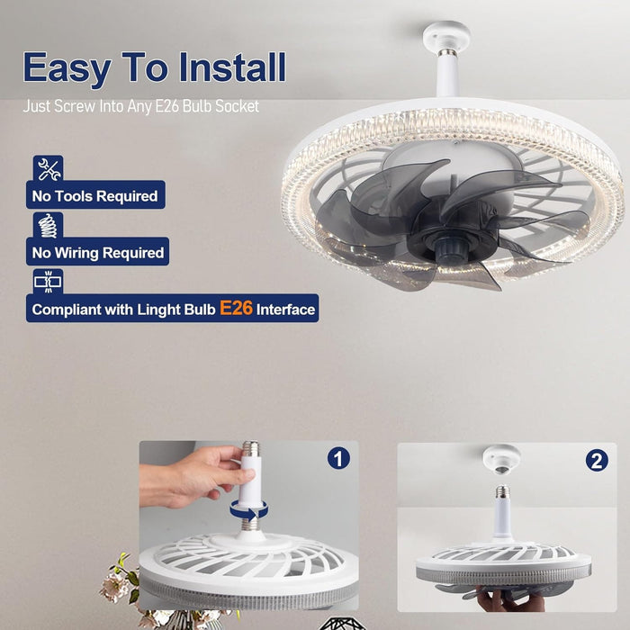 Small White Low Profile Remote Control Ceiling Fan and Light, Modern Flush Mount Ceiling Fan T, Dimmable LED Bedroom Ceiling Fans-4-ErisView