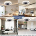 Small White Low Profile Remote Control Ceiling Fan and Light, Modern Flush Mount Ceiling Fan T, Dimmable LED Bedroom Ceiling Fans-7-ErisView