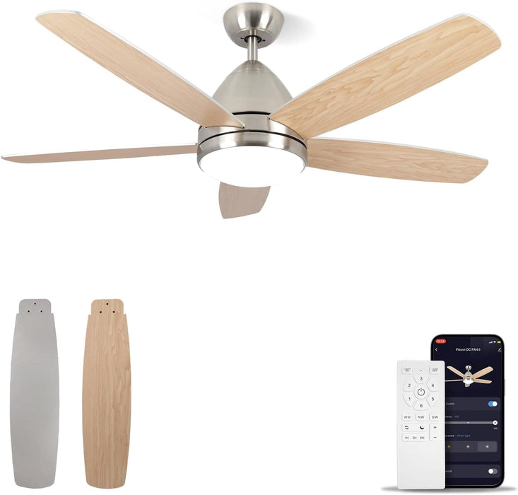 Smart Ceiling Fan with Light and Remote APP Control, Dimmable Reversible Ceiling Fan Winter Summer, Outdoor Fan for Patio, Modern Nickel Ceiling Fan-8-ErisView