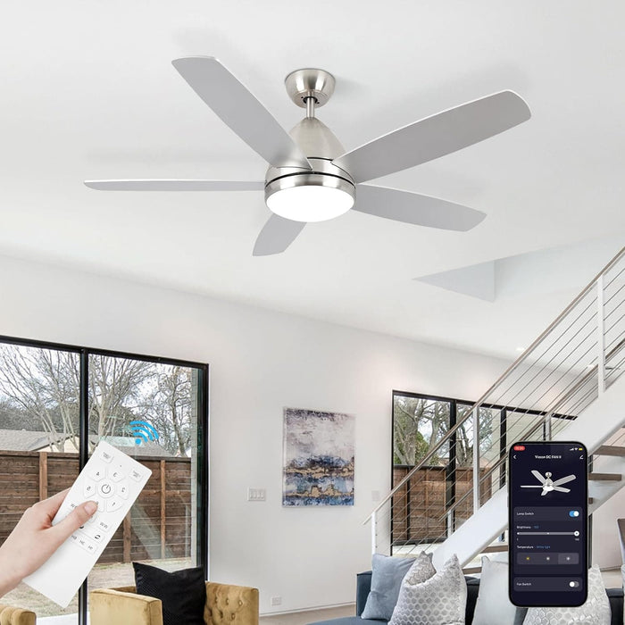 Smart Ceiling Fan with Light and Remote APP Control, Dimmable Reversible Ceiling Fan Winter Summer, Outdoor Fan for Patio, Modern Nickel Ceiling Fan-9-ErisView
