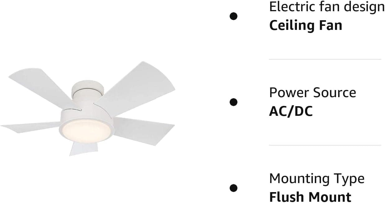 Smart Indoor Outdoor Flush Mount Bronze Ceiling Fan with LED Light Kit and Remote, Works with Alexa Google Assistant Samsung Things Ios android APP-26-ErisView