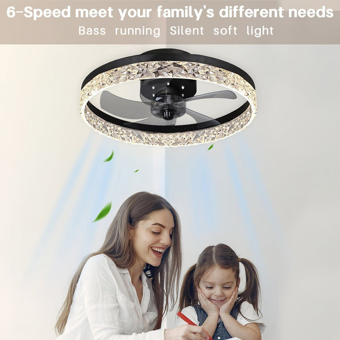 Smart LED Ceiling Fan with Remote Control, Modern Dimmable Low Profile Ceiling Fan Light for Corridor Bedroom Living Room Kitchen-ErisView