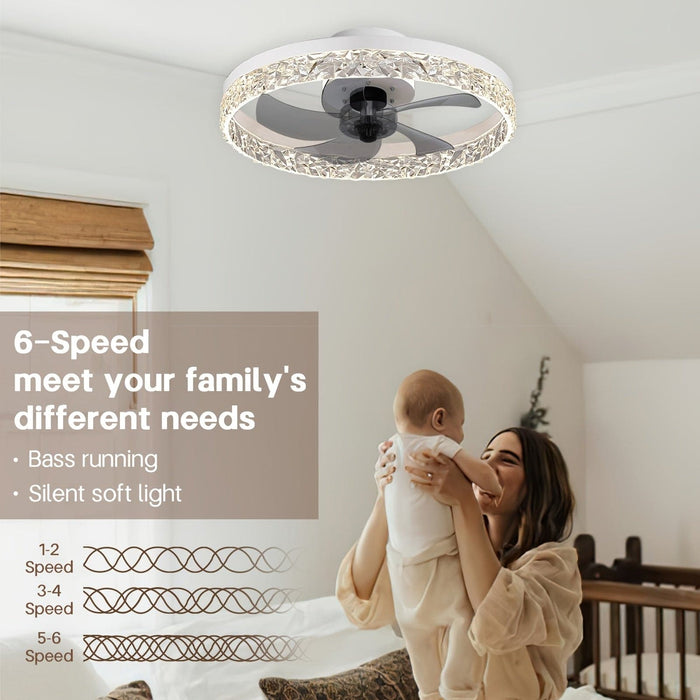 Smart LED Ceiling Fan with Remote Control, Modern Dimmable Low Profile Ceiling Fan Light for Corridor Bedroom Living Room Kitchen-ErisView