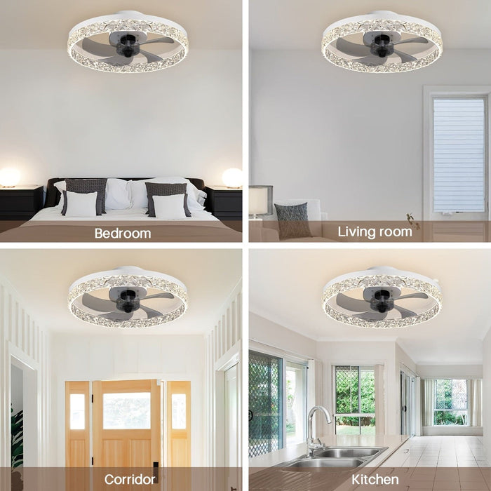 Smart LED Ceiling Fan with Remote Control, Modern Dimmable Low Profile Ceiling Fan Light for Corridor Bedroom Living Room Kitchen-ErisView