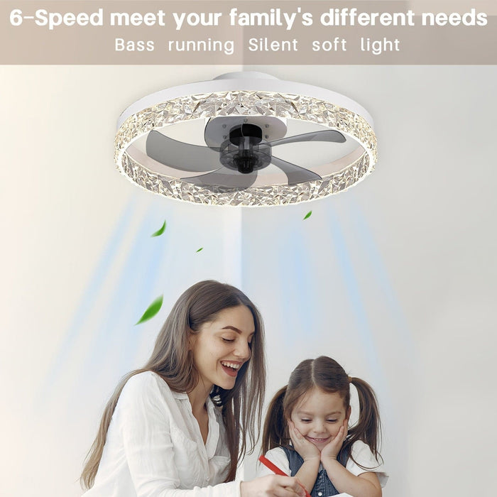 Smart LED Ceiling Fan with Remote Control, Modern Dimmable Low Profile Ceiling Fan Light for Corridor Bedroom Living Room Kitchen-ErisView