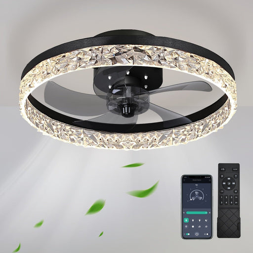 Smart LED Ceiling Fan with Remote Control, Modern Dimmable Low Profile Ceiling Fan Light for Corridor Bedroom Living Room Kitchen-ErisView