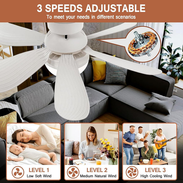Socket Ceiling Fans with Lights and Remote, Small Ceiling Fan for Bedroom Living Room Kitchen, Garage Ceiling Fan -4-ErisView