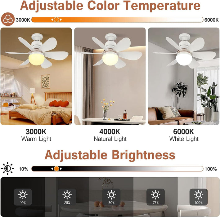 Socket Ceiling Fans with Lights and Remote, Small Ceiling Fan for Bedroom Living Room Kitchen, Garage Ceiling Fan -5-ErisView