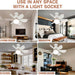 Socket Ceiling Fans with Lights and Remote, Small Ceiling Fan for Bedroom Living Room Kitchen, Garage Ceiling Fan -7-ErisView