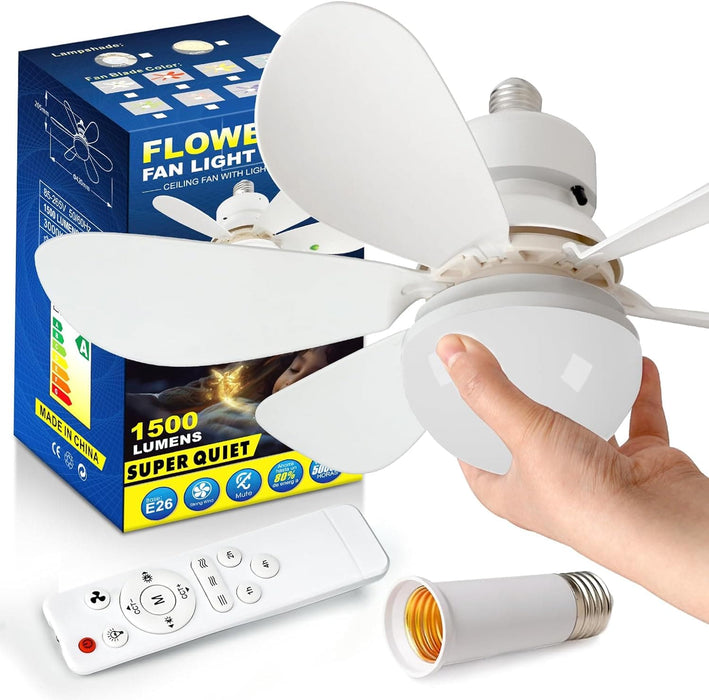 Socket Ceiling Fans with Lights and Remote, Small Ceiling Fan for Bedroom Living Room Kitchen, Garage Ceiling Fan -1-ErisView
