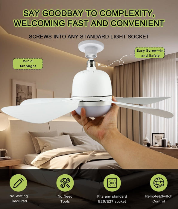 Socket Fan Light, Ceiling Fans Light with Remote, Screw In Ceiling Fan Lights for Bedroom Living Room Kitchen -3-ErisView