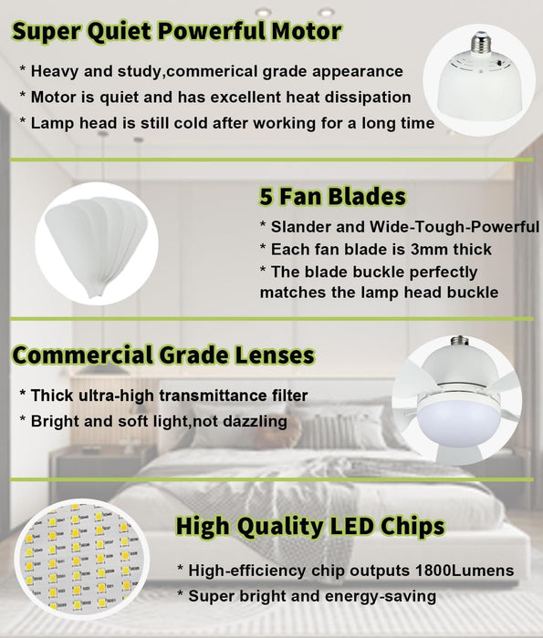 Socket Fan Light, Ceiling Fans Light with Remote, Screw In Ceiling Fan Lights for Bedroom Living Room Kitchen -7-ErisView
