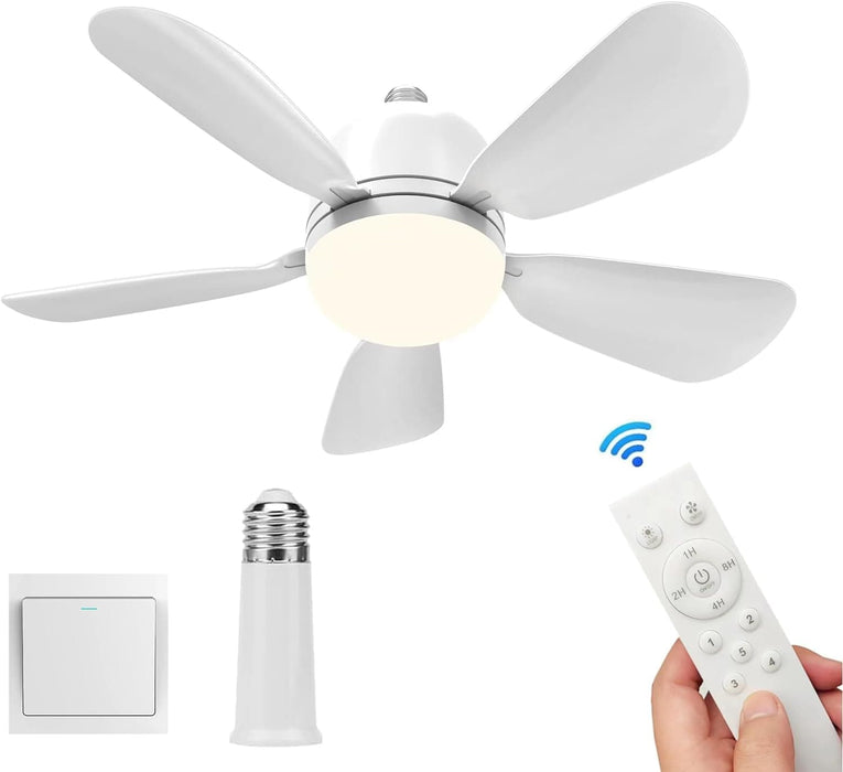 Socket Fan Light, Ceiling Fans Light with Remote, Screw In Ceiling Fan Lights for Bedroom Living Room Kitchen -1-ErisView