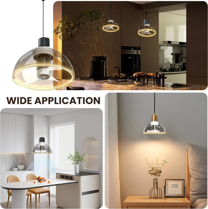 Socket Fan Light Ceiling Fans with LED Light and Remote, Dimmable Mini Low Profile Ceiling Fan for Studio Bedroom Living Room Kitchen Dining Room-9-ErisView