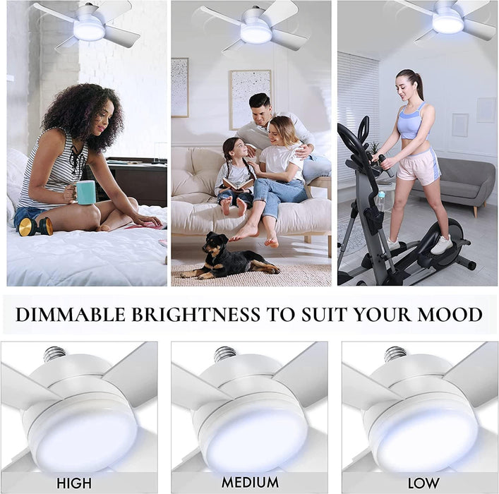Socket Fan Light, Ceiling Fans with Lights and Remote for Bedroom Kitchen Living Room-6-ErisView