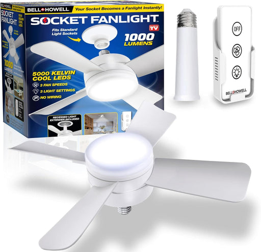 Socket Fan Light, Ceiling Fans with Lights and Remote for Bedroom Kitchen Living Room-1-ErisView