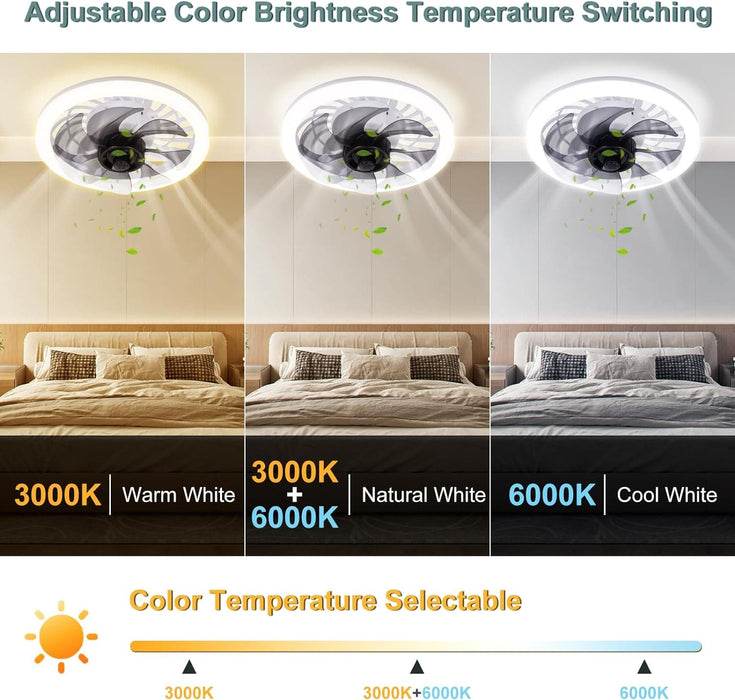 Socket Fan Light, Flush Mount Remote Control Ceiling Fan and Light, Modern Fan with Light, Socket Fan Low Profile Ceiling Fan and Light-2-ErisView