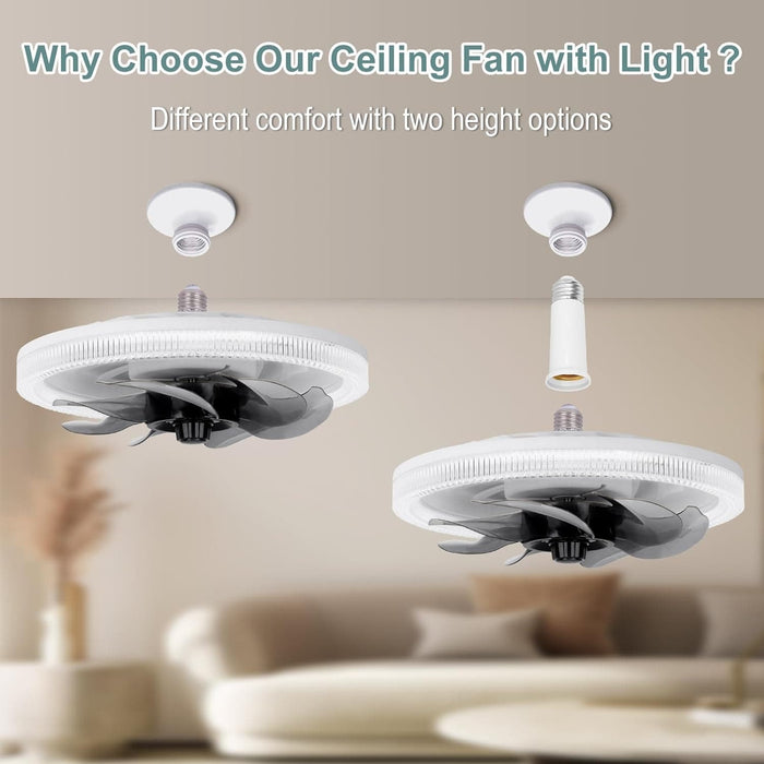 Socket Fan Light, Flush Mount Remote Control Ceiling Fan and Light, Modern Fan with Light, Socket Fan Low Profile Ceiling Fan and Light-4-ErisView