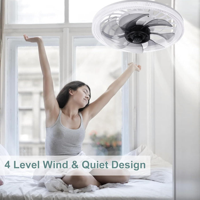 Socket Fan Light, Flush Mount Remote Control Ceiling Fan and Light, Modern Fan with Light, Socket Fan Low Profile Ceiling Fan and Light-5-ErisView