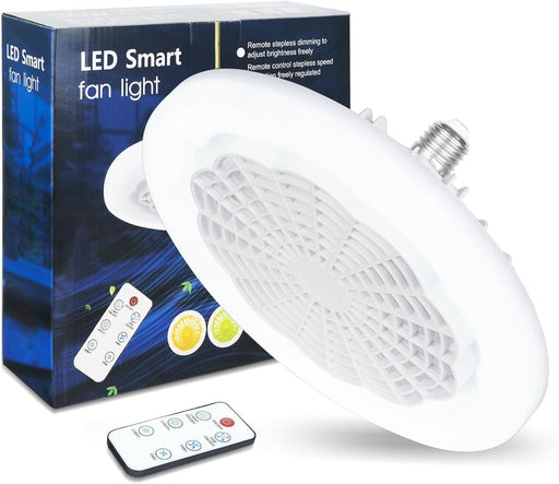 Socket Fan Light with Remote, Enclosed Bladeless Mini Ceiling Fan for Kitchen Bedroom Washroom Laundry Room and Small Spaces-1-ErisView