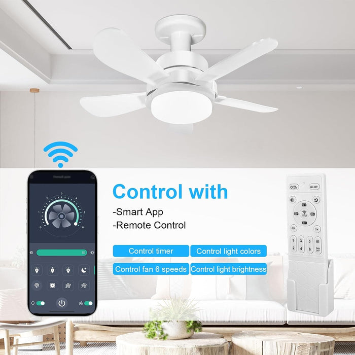 Socket Fan Light with Remote, Screw In Ceiling Fans with Lights, Reversible Quiet Ceiling Fans for Bathroom Kitchen, Garage Ceiling Fan -3-ErisView